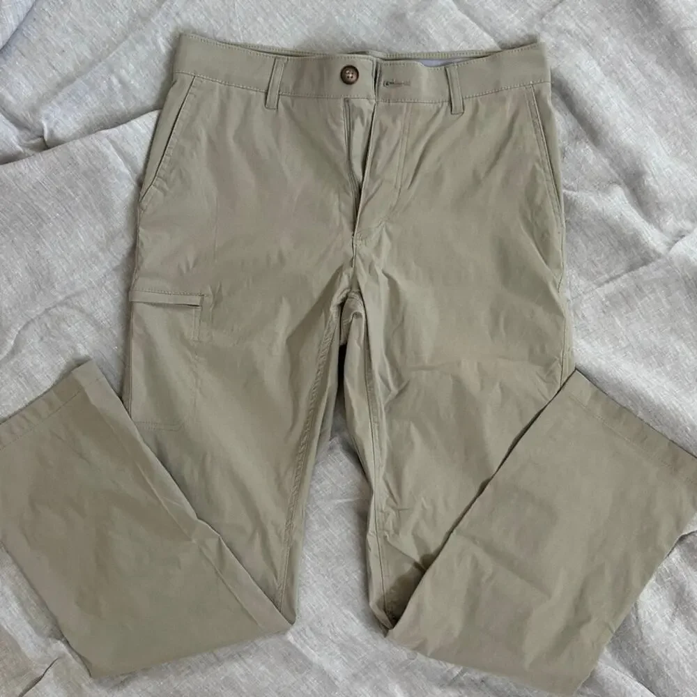Rainier Men's UB Tech Travel Pants with Sportband Waist, Khaki, 32x32